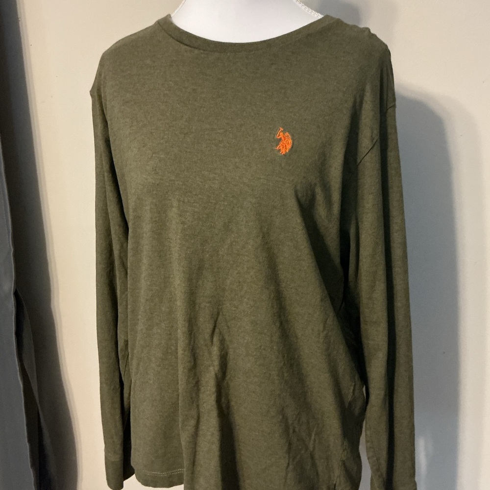 U.S. Polo Assn. Olive Shirt with Orange Trim - Picture 3 of 5